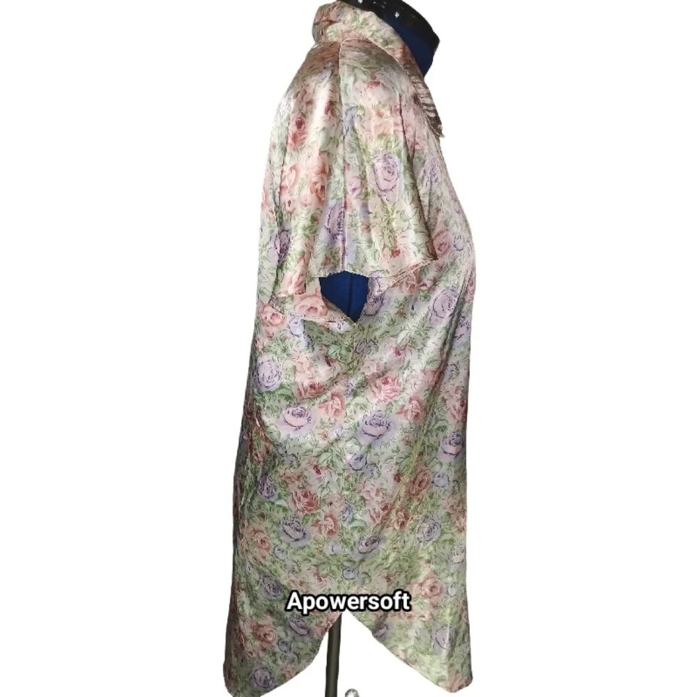 Vintage Floral Satin Sleep Shirt